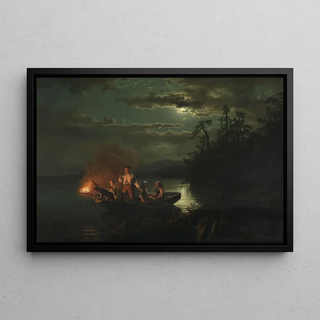 Adolph Tidemand - Spear Fishing on Lake Krderen.webp