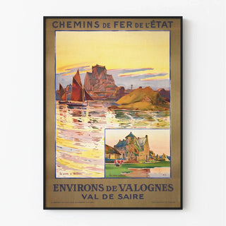 Affiche Barfleur vintage – Val de Saire et vieux moulins normands