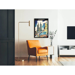 Affiche Coutances vintage – Cathédrale et marché