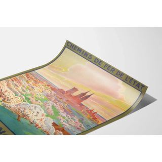 Affiche Coutances vintage – La Tolède du Cotentin en fleurs