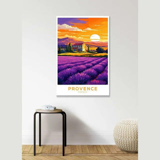 Affiche Provence Vintage au coucher du soleil