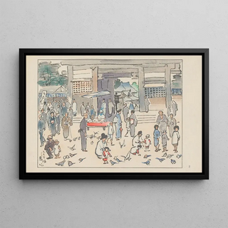 Akamatsu Rinsaku - Doves at Shitennoji temple.webp