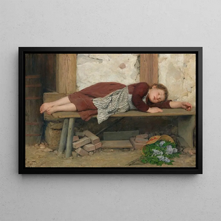Albert Anker - Sleeping Girl On A Wooden Bench.webp
