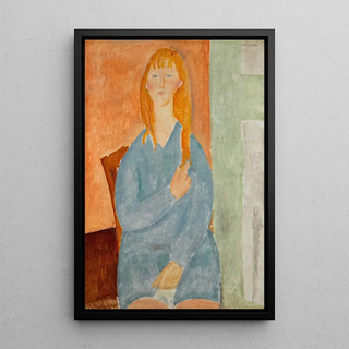 Amedeo Modigliani - Jeune fille assise les cheveux dnous Jeune fille en bleu.webp