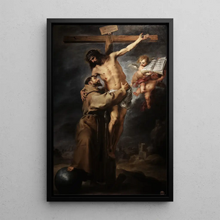 Bartolom Estebn Murillo - Saint Francis of Assisi embracing the crucified Christ.webp