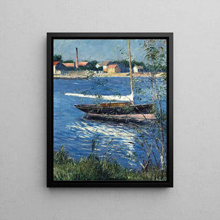 Bateau au mouillage sur la Seine à Argenteuil - Gustave Caillebotte | Reproduction Tableau Décoration murale affiche copie