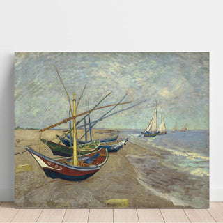 Bateaux de pêche sur la plage des Saintes-Maries-de-la-Mer - Vincent van Gogh | Reproduction Tableau Décoration murale affiche copie