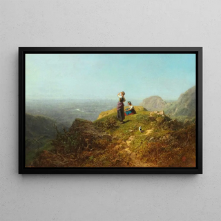 Carl Spitzweg - Blick ins Tal Zwei Mdchen auf einer Alpe.webp