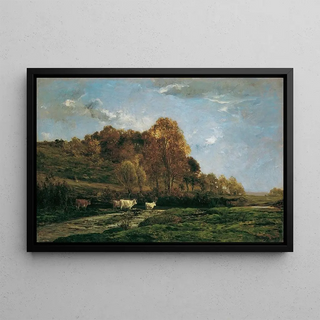 Charles Franois Daubigny - Herbstliche Aulandschaft Abendstimmung.webp