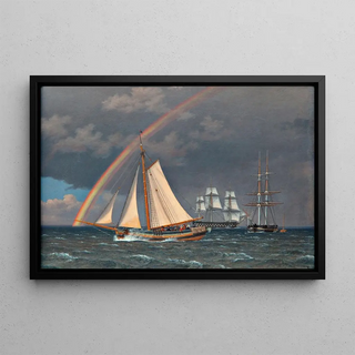 Christoffer Wilhelm Eckersberg - Rainbow at Sea and a Crossing Hunt with other Ships.webp