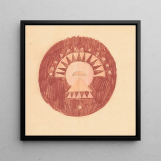 Croquis divers pour des plateaux de table incrustés avec un motif circulaire rouge et orange - Winold Reiss