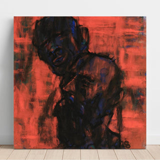 Des têtes sombres sur fond rouge - Christian Rohlfs | Reproduction Tableau Décoration murale affiche copie