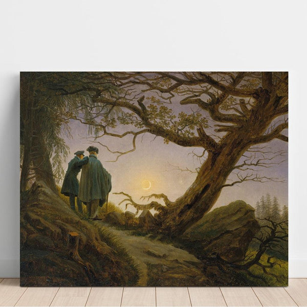 Reproduktion des Gemäldes Zwei Männer, die den Mond betrachten - Caspar David Friedrich