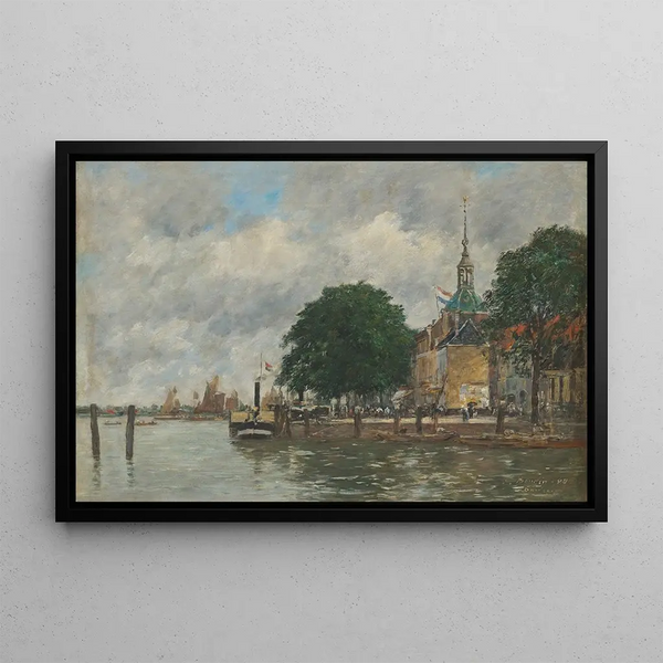 Dordrecht, ein Kai des Hafens - Eugène Boudin — gerahmtes Bild an der Wand