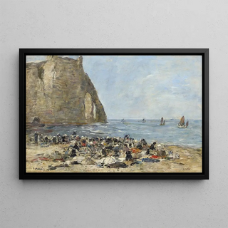 Eugne Boudin - Washerwomen on the Beach of Etretat.webp