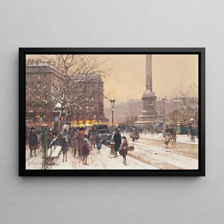 Eugne GalienLaloue - Figures in the snow the Place de Concorde Paris.webp