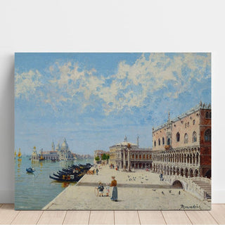 Figures près du Môle avec la Libreria, la Punta della Dogana et Santa Maria della Salute au loin - Antonietta Brandeis | Reproduction Tableau Décoration murale affiche copie