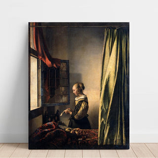Fille lisant une lettre près d'une fenêtre ouverte - Johannes Vermeer | Reproduction Tableau Décoration murale affiche copie