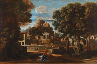 Follower of Nicolas Poussin - Landscape with the gathering of the Ashes of Phocion.webp