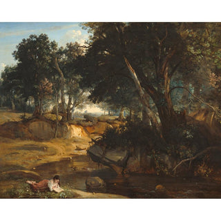 Forêt de Fontainebleau de Jean-Baptiste-Camille Corot | Reproduction Tableau Décoration murale affiche copie