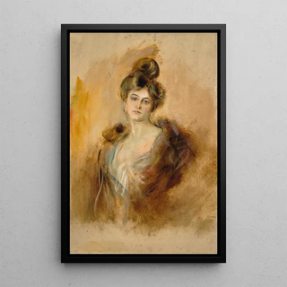 Franz von Lenbach - Portrait of a Lady with Creole Earrings and a Fur Collar.webp