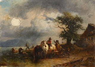 Friedrich August Matthias Gauermann - Pferdeschwemme.webp