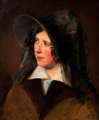 Friedrich von Amerling - Antonie Amerling mit schwarzem Schleierhut 1 Gattin des Knstlers.webp