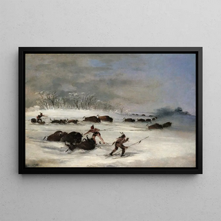 George Catlin - Sioux Indians On Snowshoes Lancing Buffalo.webp