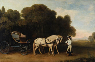 George Stubbs - Phaeton with a pair of cream ponies and a stablelad.webp