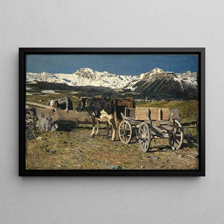 Giovanni Segantini - At the Watering Place Cows in the Yoke.webp