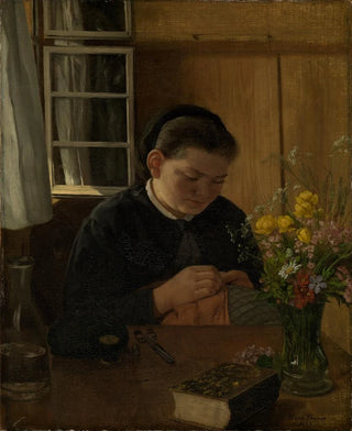 Hans Thoma - Sewing girl.webp