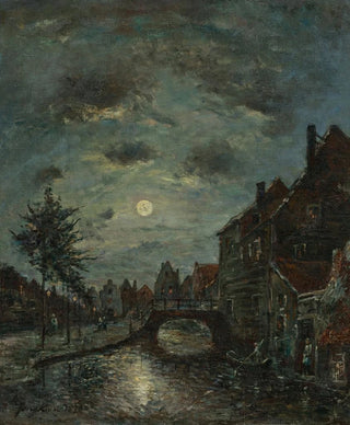 Johan Barthold Jongkind - Un canal interieur a Dordrecht Claire de Lune.webp
