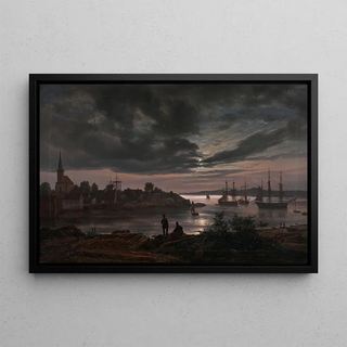 Johan Christian Dahl - Larvik by Moonlight.webp