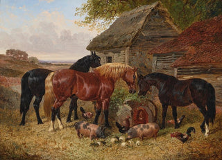 John Frederick Herring Jr - Horses and pigs in a farmyard.webp