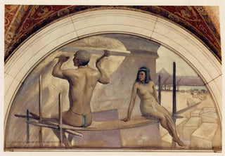 John White Alexander - Egyptian hieroglyphics mural in Evolution of the Book series.webp