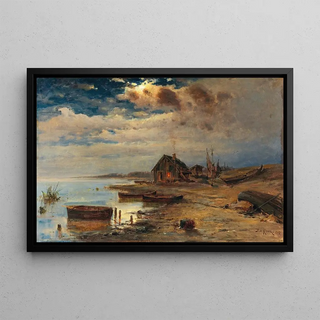 Julius Sergius Klever - Scene at dusk on the Baltic coast.webp