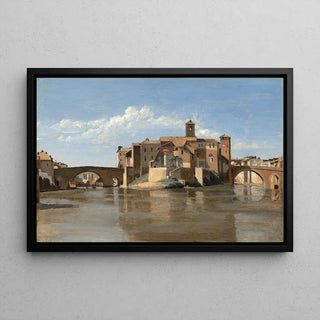 L'Île et le pont San Bartolomeo, Rome - Jean-Baptiste-Camille Corot | Reproduction Tableau Décoration murale affiche copie