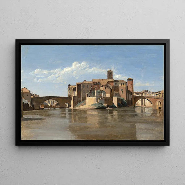 Reproduktion des Gemäldes L'Île und die Brücke San Bartolomeo, Rom - Jean-Baptiste-Camille Corot