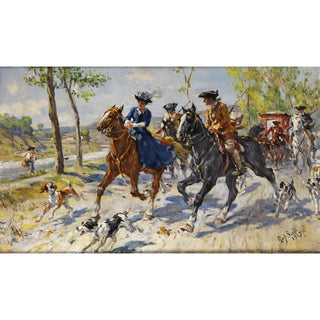 La promenade à cheval - Raffaello Sorbi | Reproduction Tableau Décoration murale affiche copie