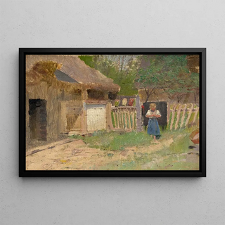 Ladislav Mednynszky - Girl in a Farmyard.webp