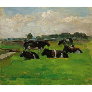 Landscape with Group of Five Cows - Piet Mondrian | Reproduction Tableau Décoration murale affiche copie