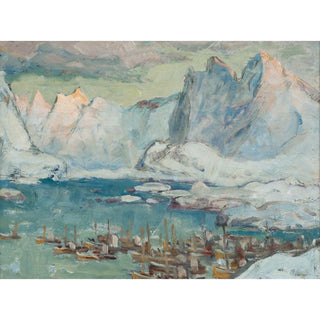 Le port de Svolvær au plus fort de la saison de pêche, étude des Lofoten #2 - Anna Boberg | Reproduction Tableau Décoration murale affiche copie