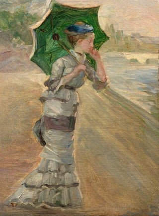 Marie Bracquemond - Study of an elegant woman with parasol for En bateau Sisley et sa femme.webp