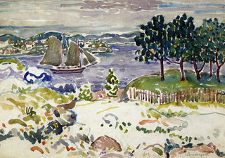 Maurice Prendergast - Inlet with Sailboat Maine.webp