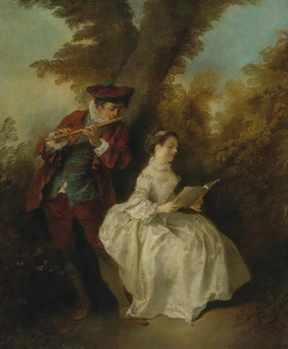 Nicolas Lancret - le Duo a Young Man Playing The Flute And a Young Woman Singing In a Landscape.webp