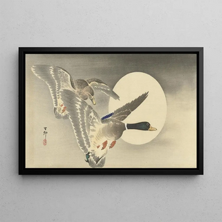Ohara Koson - Two ducks at full moon.webp