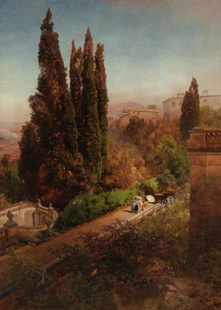 Oswald Achenbach - View from high in the gardens of Villa Torlonia Frascati Rome.webp