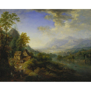 Paysage avec rivière - Christian Georg Schütz the elder | Reproduction Tableau Décoration murale affiche copie