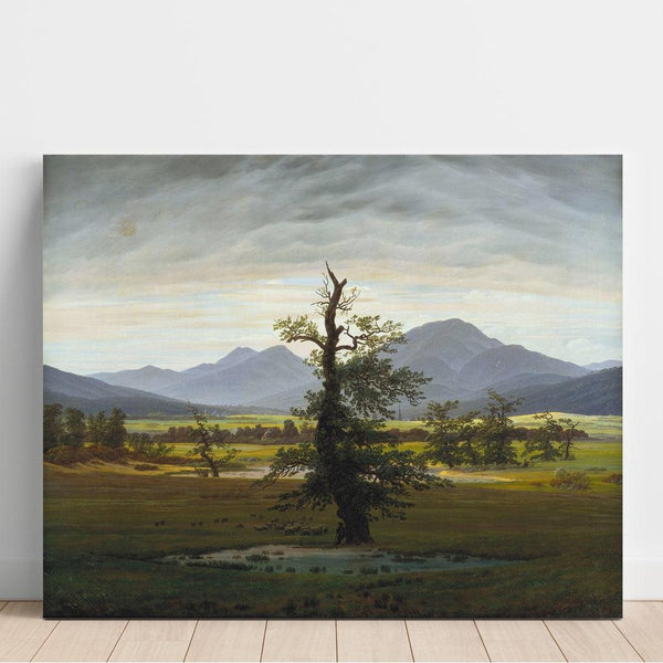 Reproduktion des Gemäldes Landschaftsgemälde eines Dorfes im Morgenlicht - Caspar David Friedrich