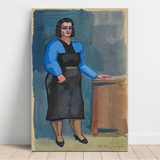 Sans titre femme en chemisier bleu et robe noire - Karl Wiener | Reproduction Tableau Décoration murale affiche copie